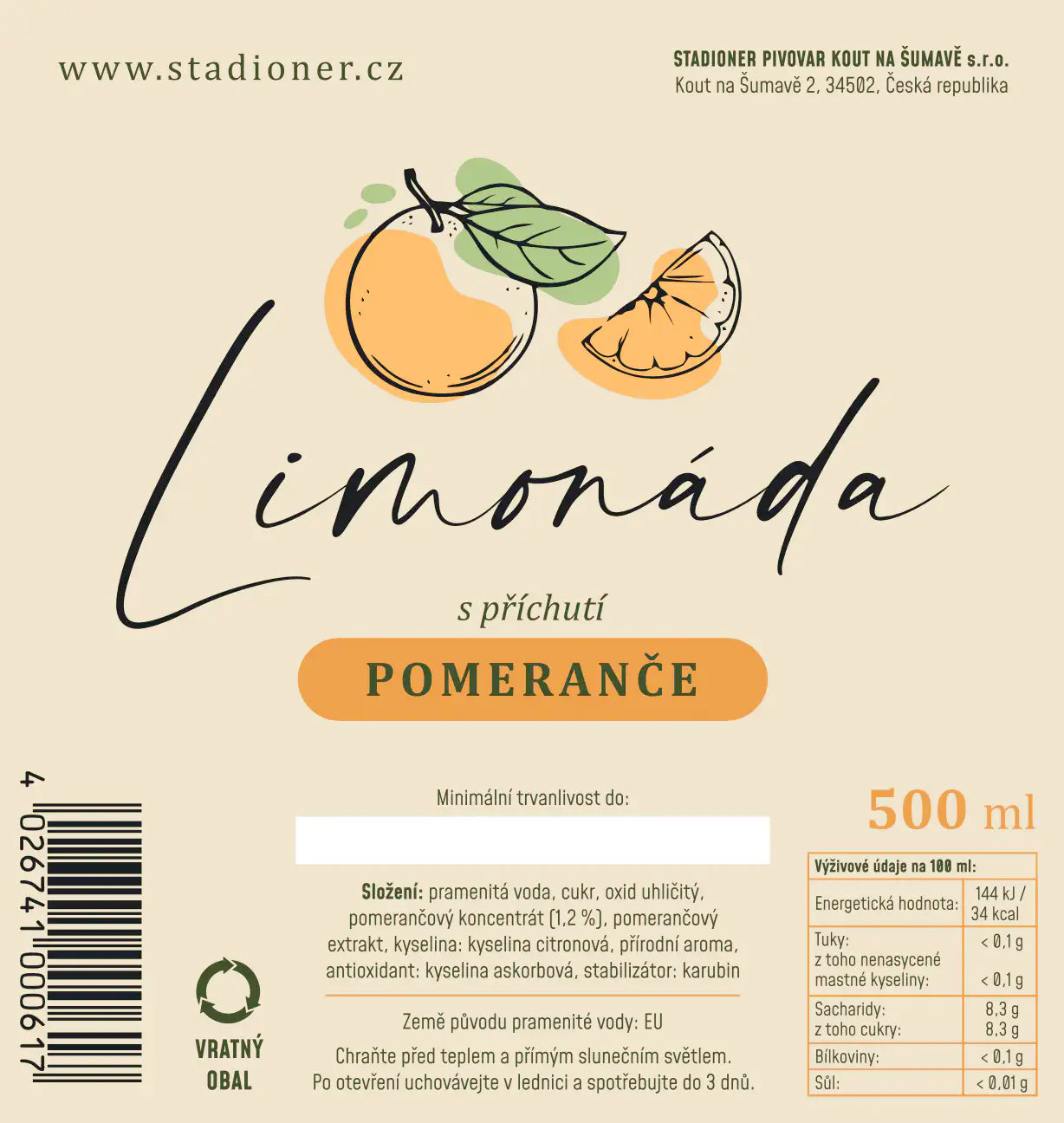 Limonáda Pomeranč - Bedna