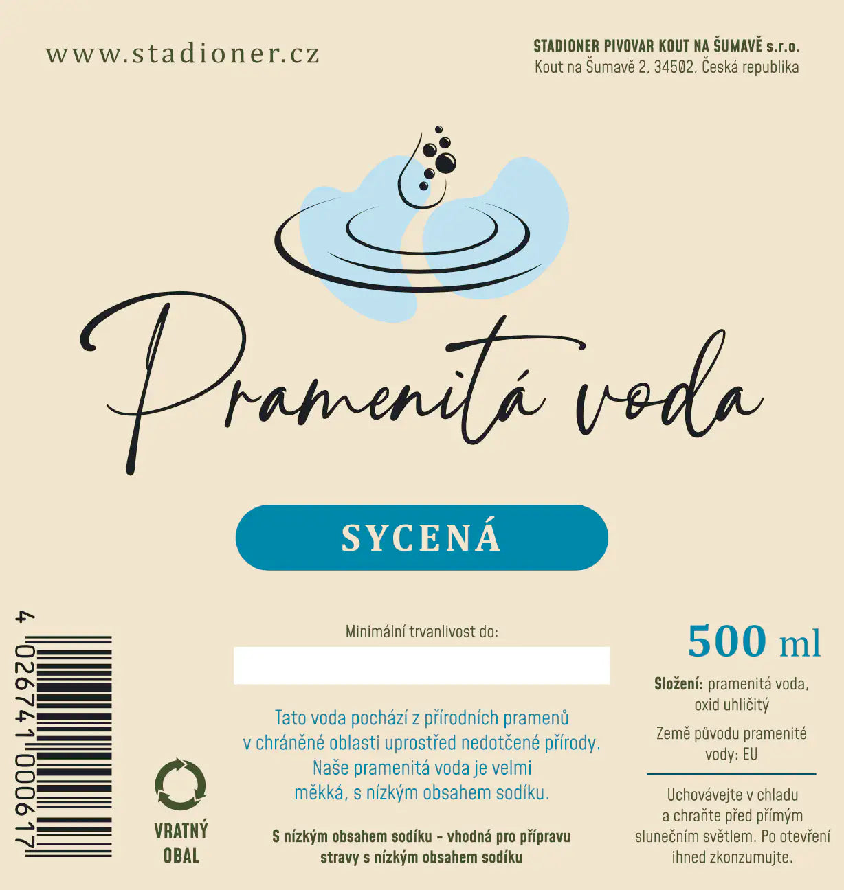 Pramenitá Voda (Perlivá) - Lahev